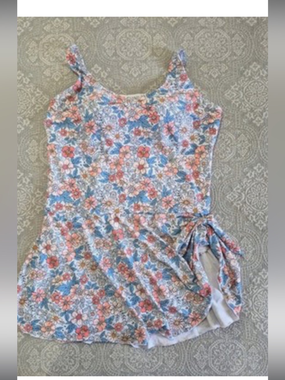 Floral Tie-Waist Tank Dress - Pink & Blue Flowers Swim New with tags